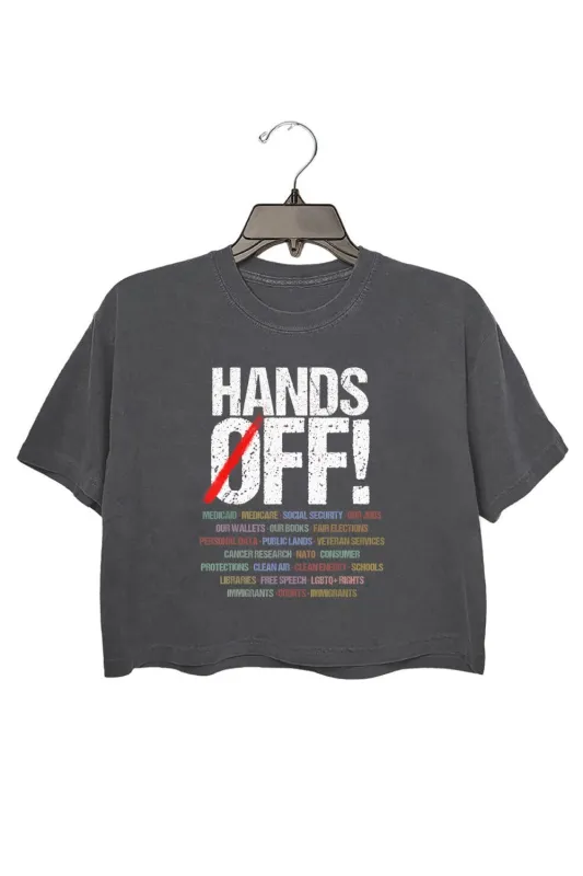 Hands Off Protest Crop Top For Women sold by Fancy Tees