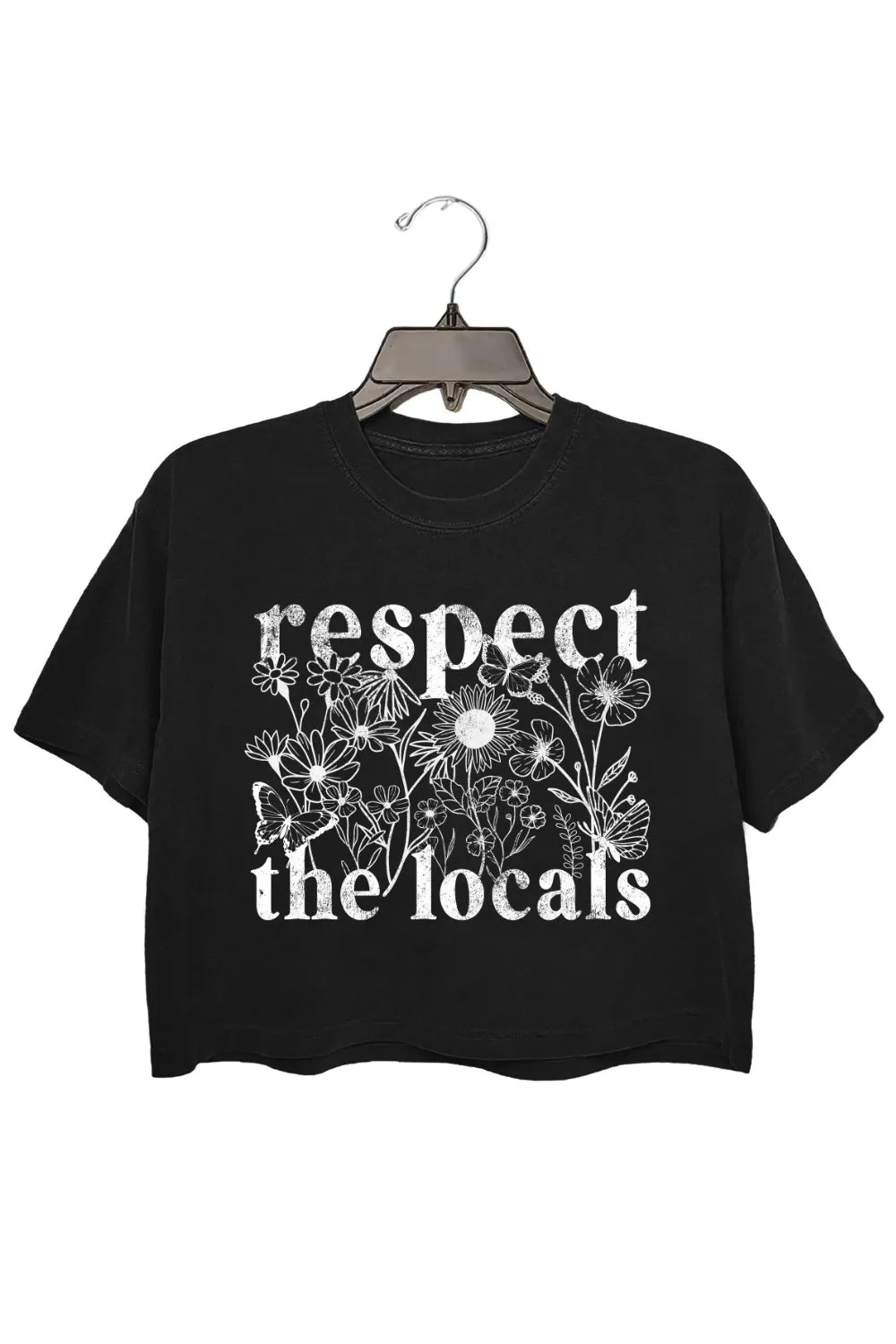 Respect The Locals Flowers Crop Top For Women sold by Fancy Tees product image thumbnail 3
