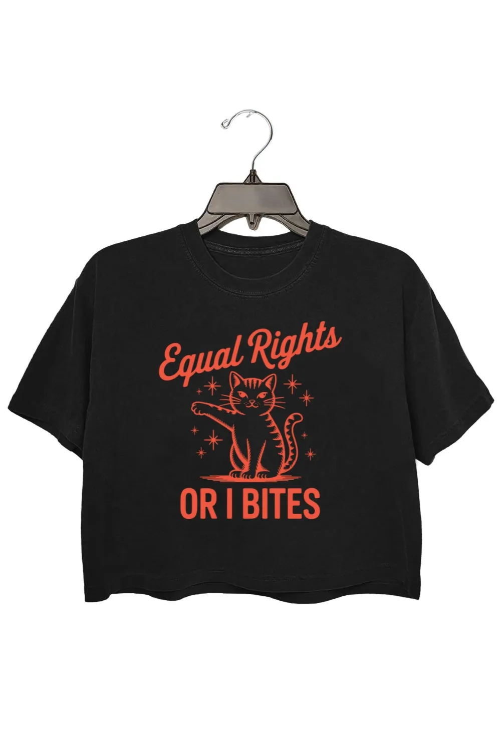 Equal Rights Or I Bites Cat Crop Top For Women sold by Fancy Tees product image thumbnail 3