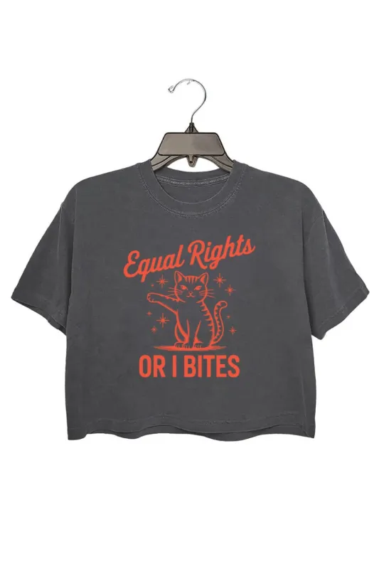 Equal Rights Or I Bites Cat Crop Top For Women made by Fancy Tees