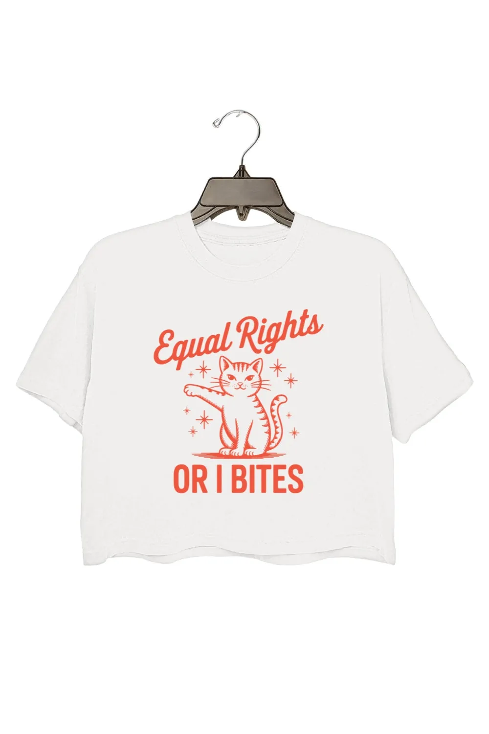 Equal Rights Or I Bites Cat Crop Top For Women sold by Fancy Tees product image thumbnail 2