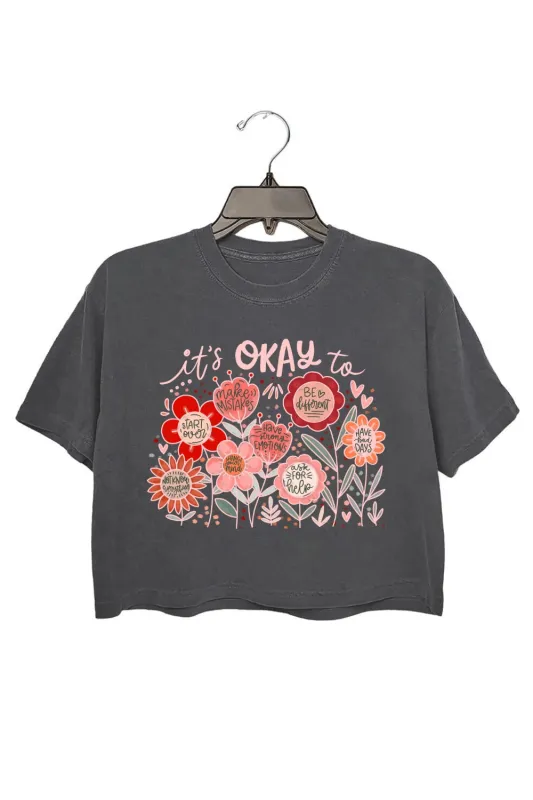 It's Okay To Boho Floral Mental Health Crop Top For Women sold by Fancy Tees