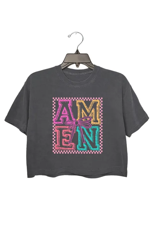 Amen Coquette Bow Easter Crop Top For Women sold by Fancy Tees