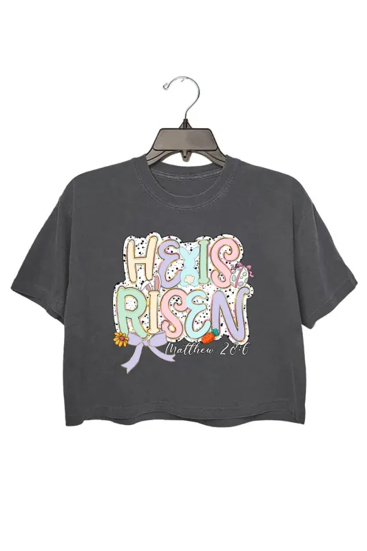He Is Risen Glitter Easter Coquette Crop Top For Women sold by Fancy Tees