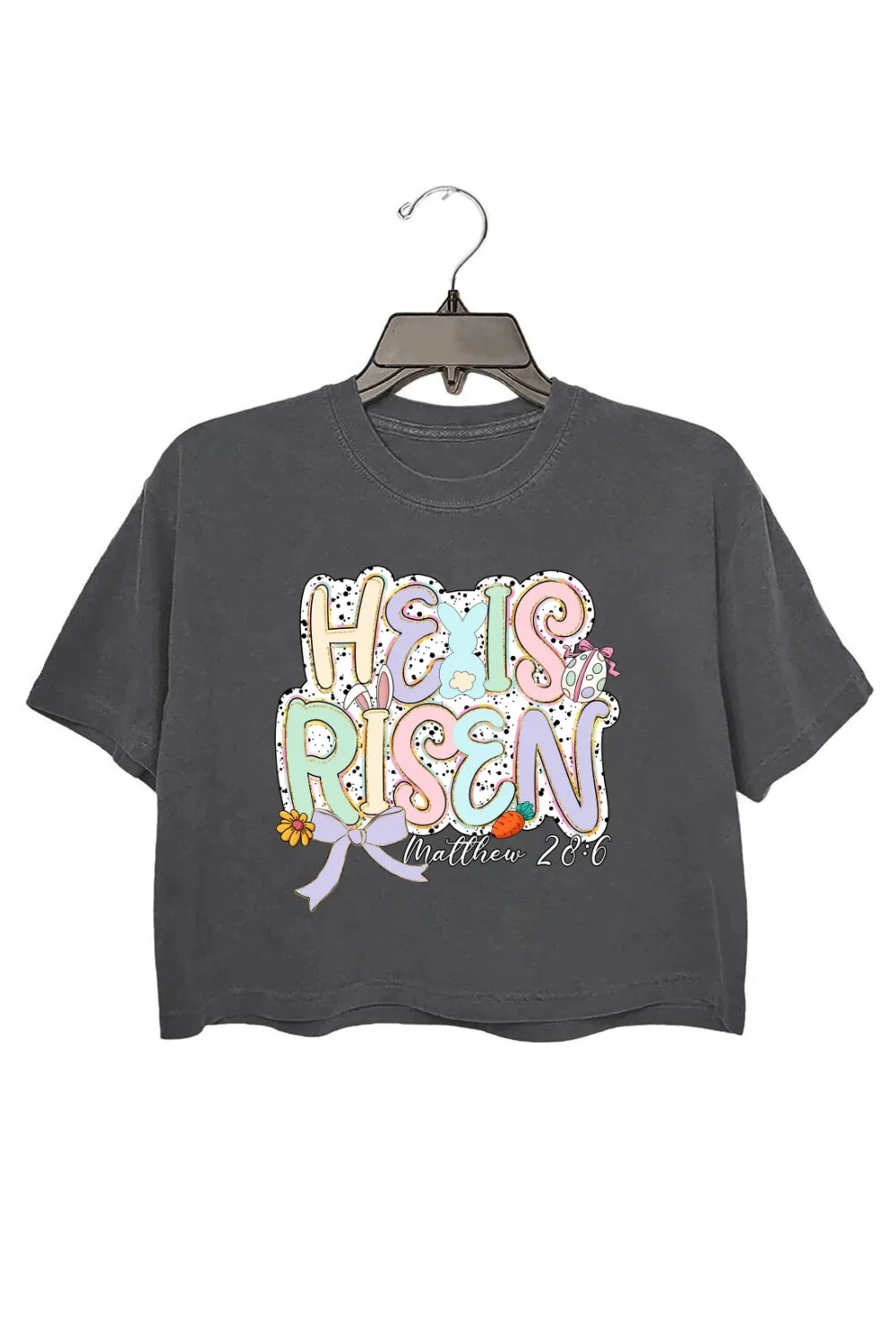 He Is Risen Glitter Easter Coquette Crop Top For Women sold by Fancy Tees