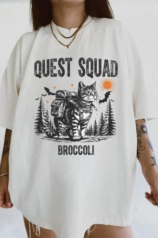 Quest Fantasy Squad Broccoli Cat Tee For Women made by Fancy Tees