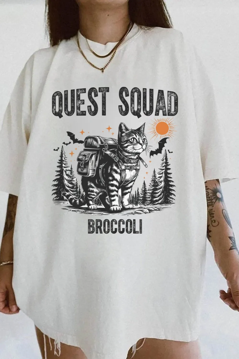 Quest Fantasy Squad Broccoli Cat Tee For Women sold by Fancy Tees