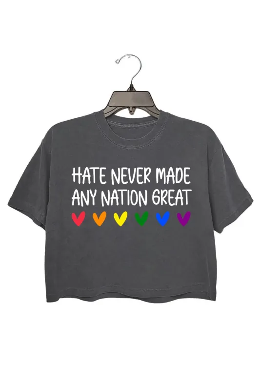 Hate Never Made Any Nation Great Quote Crop Top For Women sold by Fancy Tees