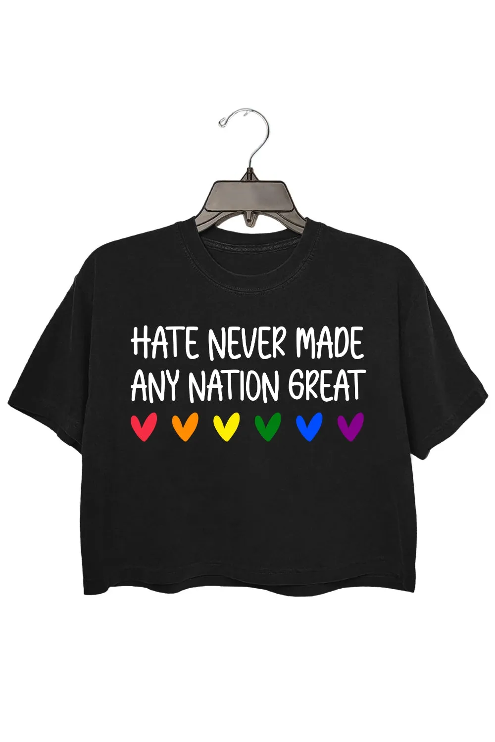 Hate Never Made Any Nation Great Quote Crop Top For Women sold by Fancy Tees product image thumbnail 3