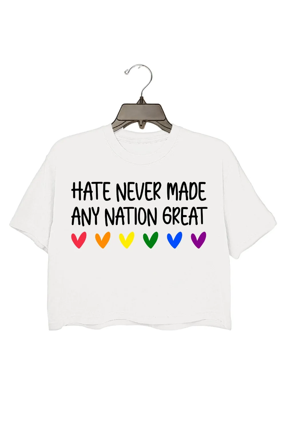 Hate Never Made Any Nation Great Quote Crop Top For Women sold by Fancy Tees product image thumbnail 2