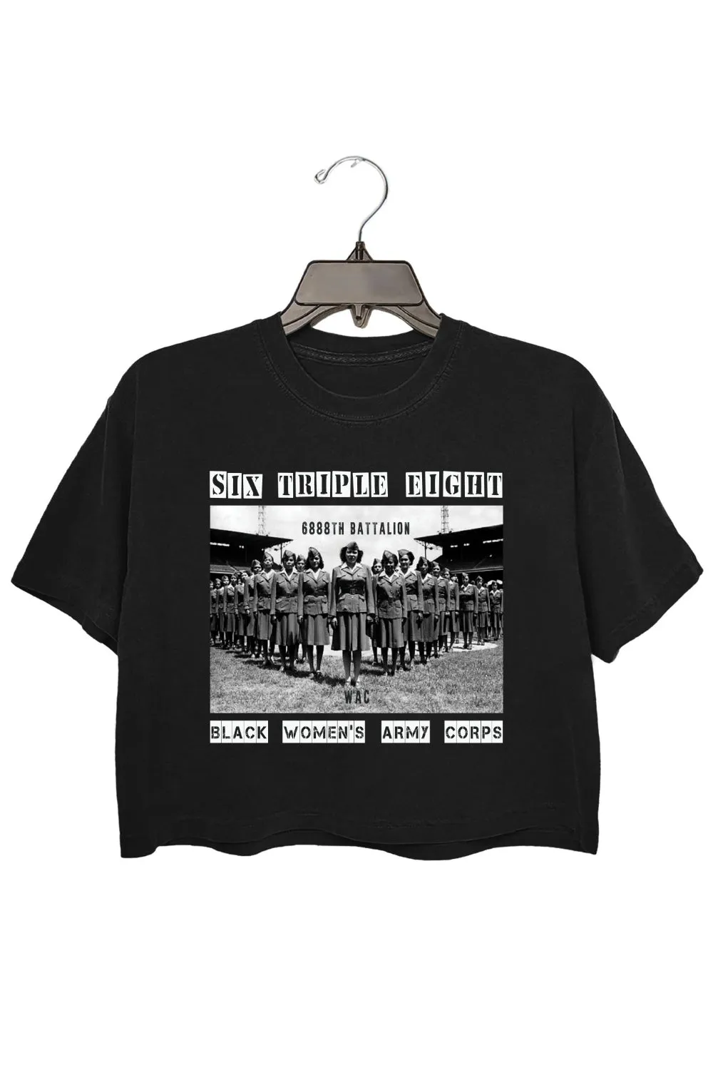 6888th Six Triple Eight Black Women's Army Crop Top For Women sold by Fancy Tees product image thumbnail 3