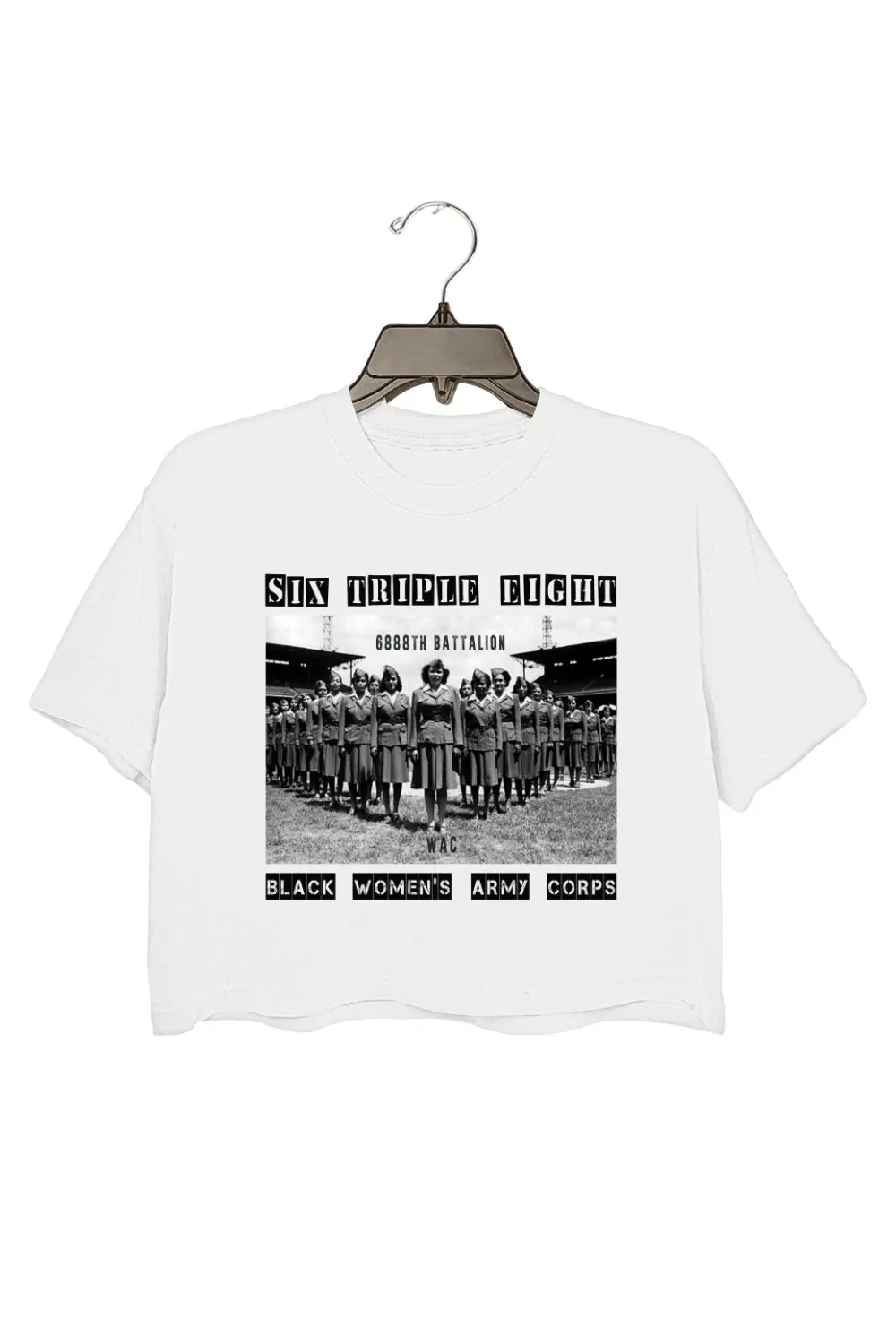 6888th Six Triple Eight Black Women's Army Crop Top For Women sold by Fancy Tees product image thumbnail 2
