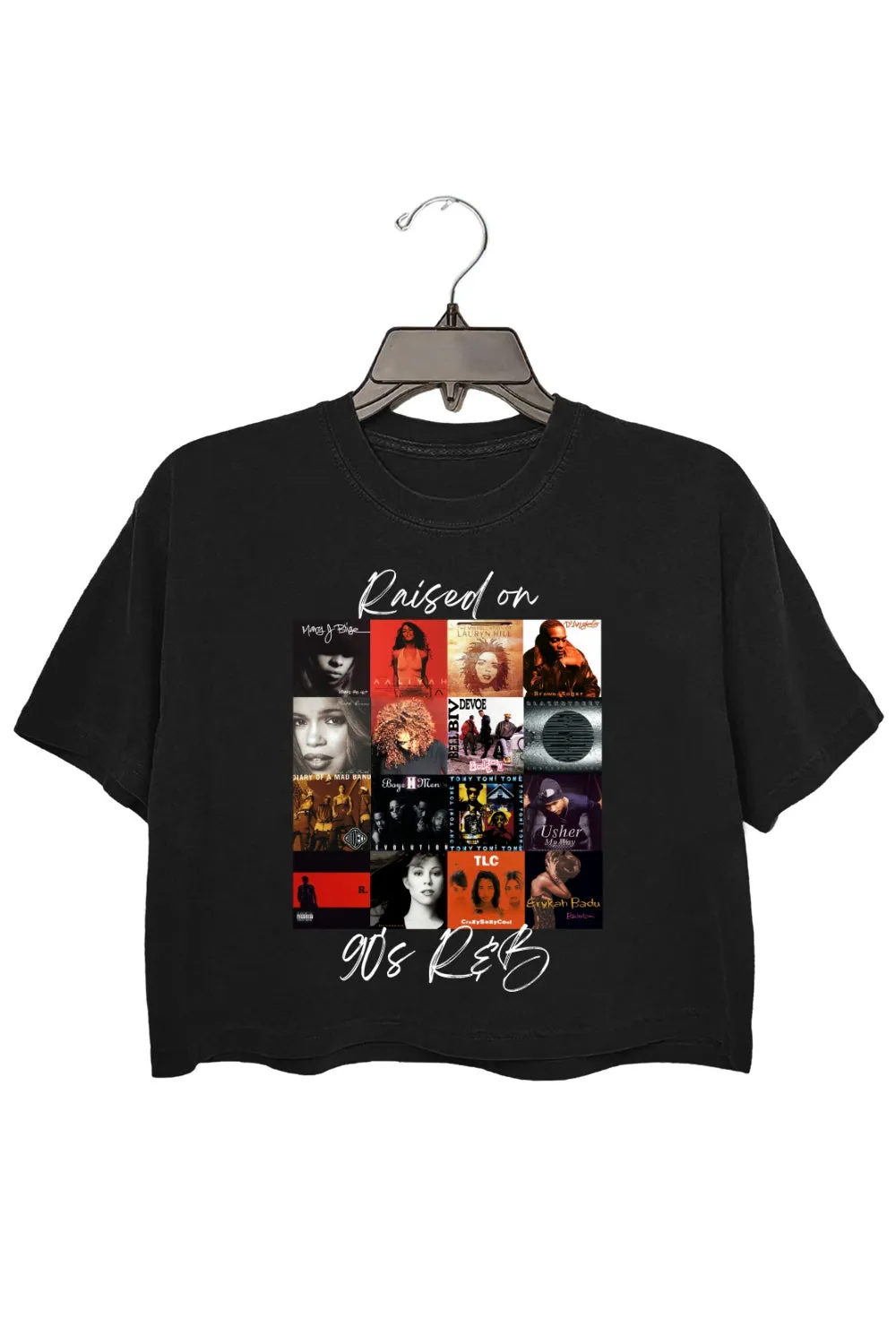 Raised On 90's R&B Album Cover Crop Top For Women sold by Fancy Tees product image thumbnail 3