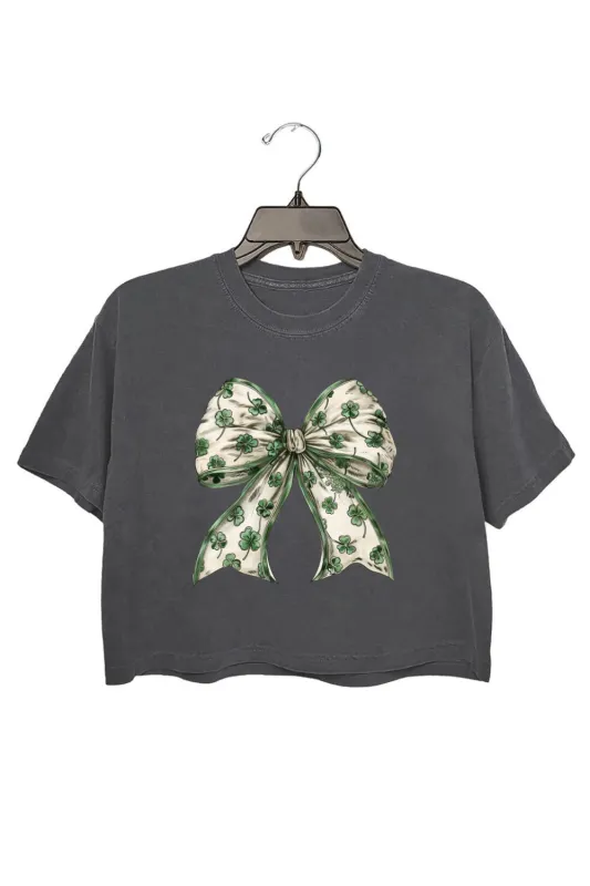 Coquette St Patrick's Day Lucky Bow Crop Top For Women sold by Fancy Tees