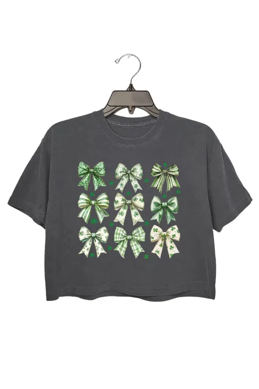Retro Coquette Bow St Patrick's Day Crop Top For Women sold by Fancy Tees