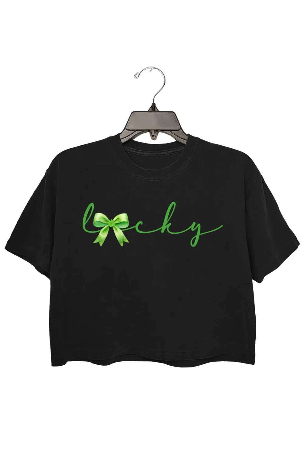 Lucky St.Patricks Day Coquette Crop Top For Women sold by Fancy Tees product image thumbnail 3