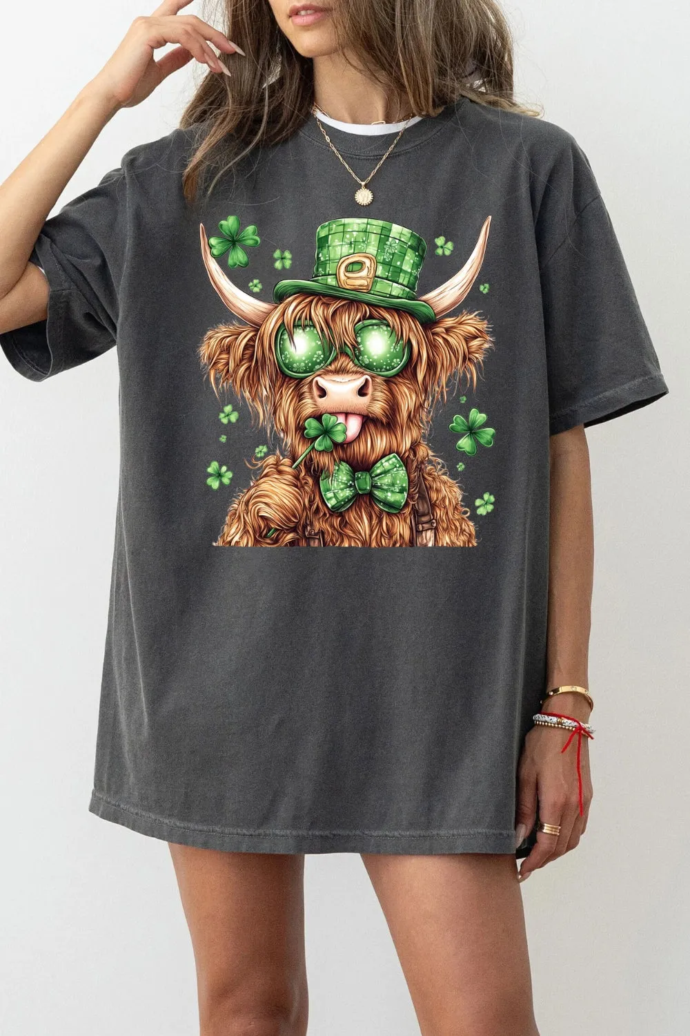 Highland Cow St. Patrick's Day Tee For Women sold by Fancy Tees product image thumbnail 2