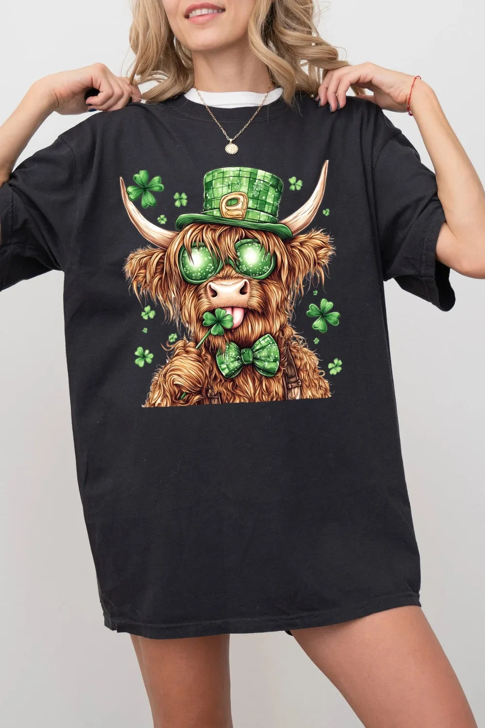 Highland Cow St. Patrick's Day Tee For Women sold by Fancy Tees product image thumbnail 3