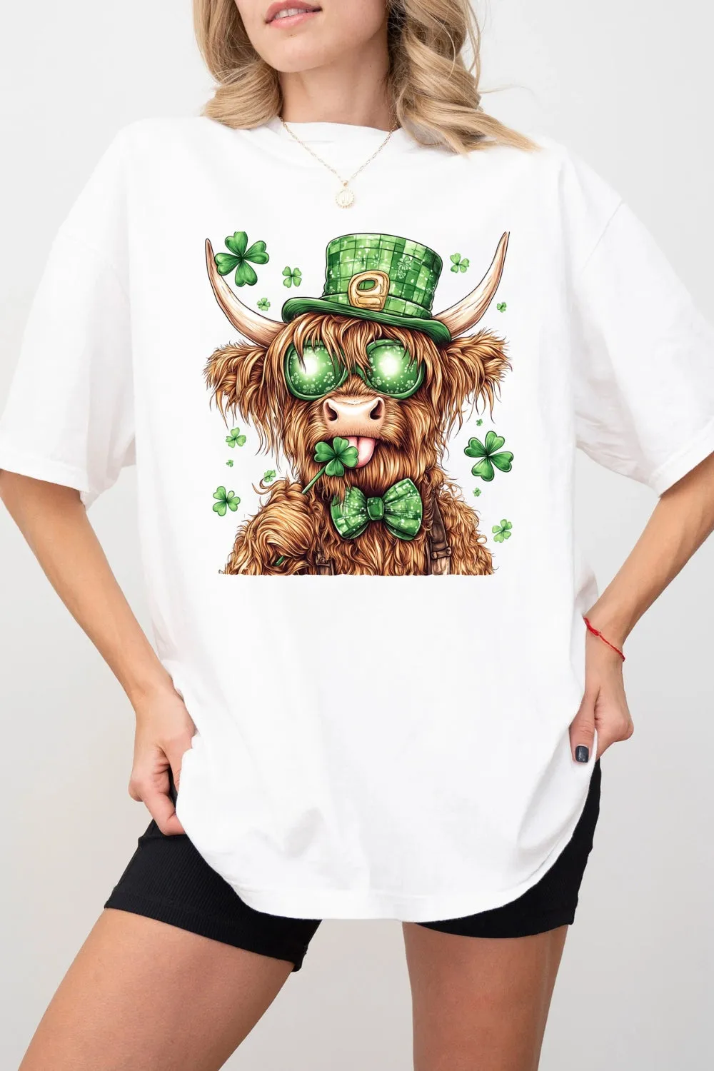 Highland Cow St. Patrick's Day Tee For Women sold by Fancy Tees