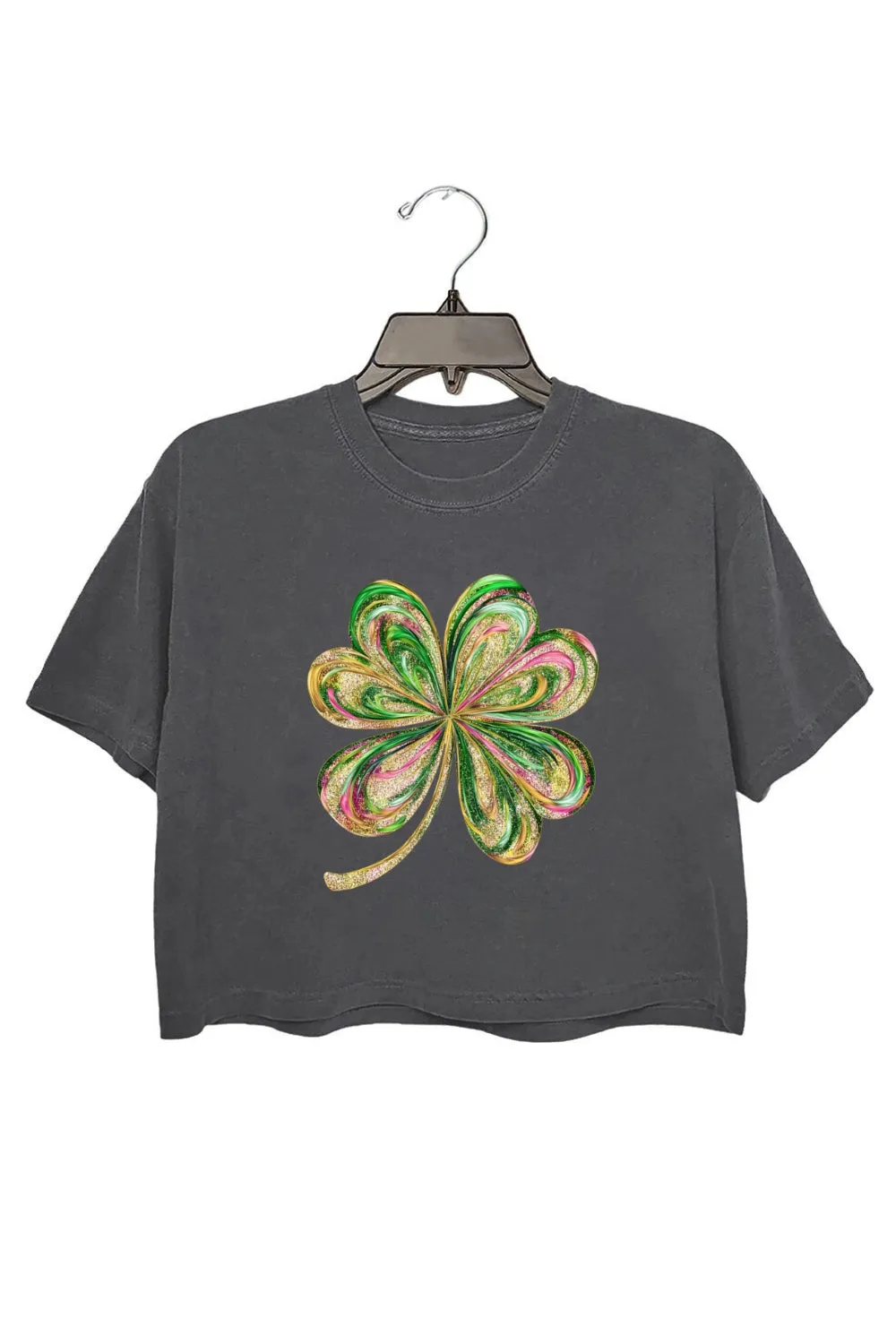 St. Patrick's Day Glitter Shamrock Crop Top For Women sold by Fancy Tees