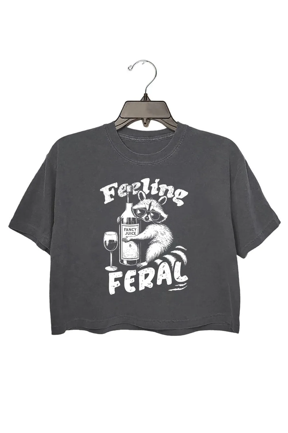 Feeling Feral Raccoon Drinking Crop Top For Women sold by Fancy Tees