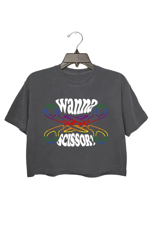 Wanna Scissor Lesbian Crop Top For Women sold by Fancy Tees