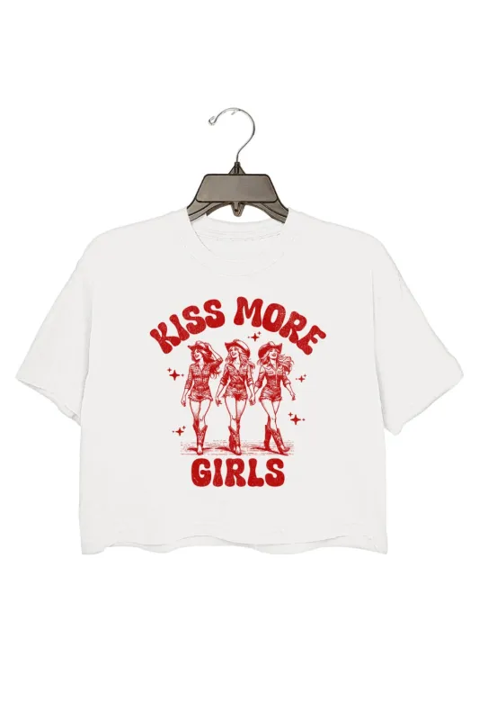 Kiss More Girls Cowgirls Crop Top For Women sold by Fancy Tees