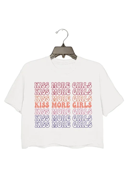 Kiss More Girls Saying Crop Top For Women sold by Fancy Tees