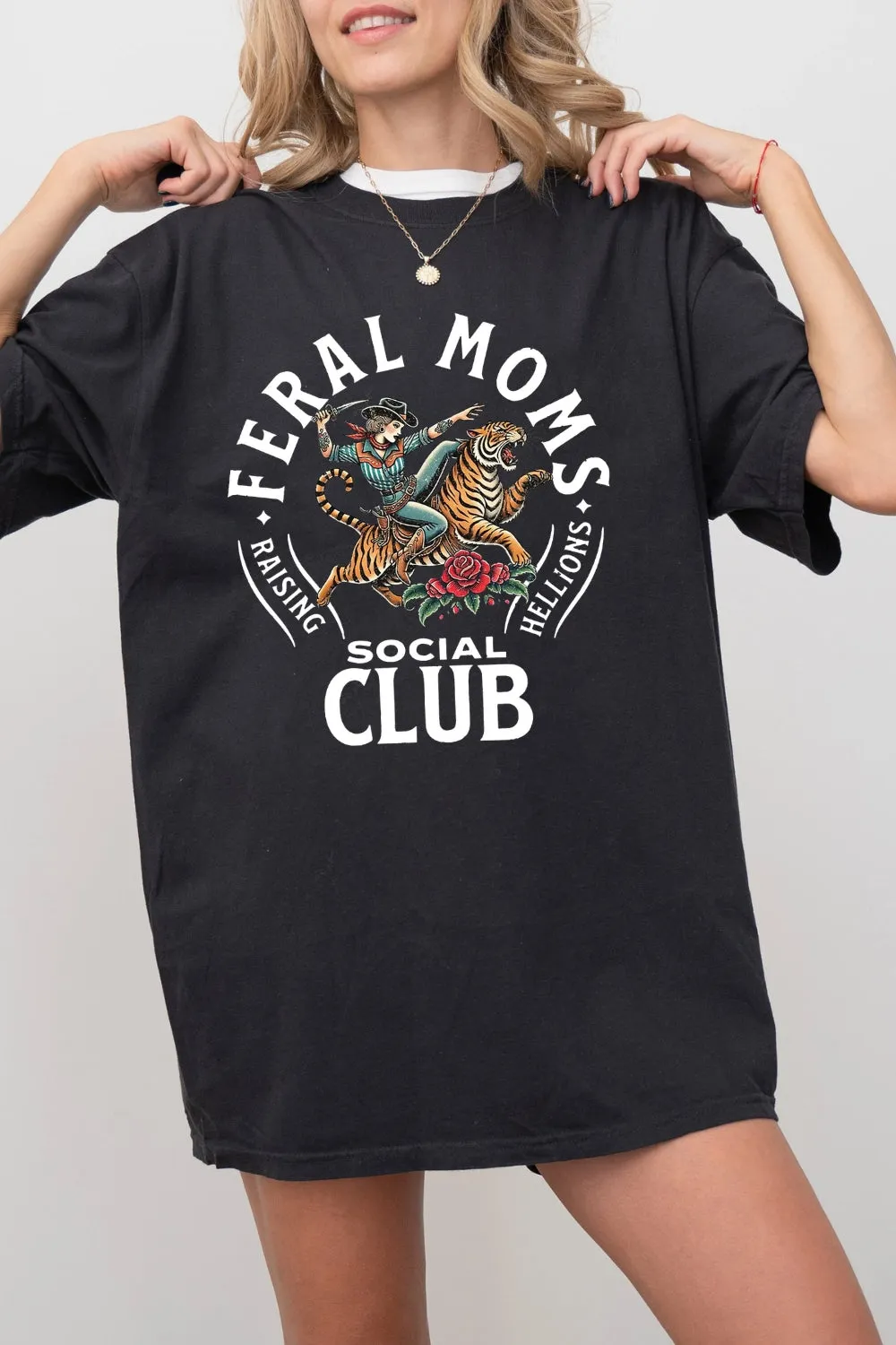 Feral Mom Socials Club Tee For Women sold by Fancy Tees product image thumbnail 3