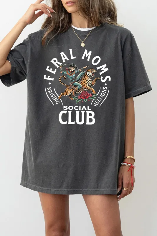 Feral Mom Socials Club Tee For Women sold by Fancy Tees