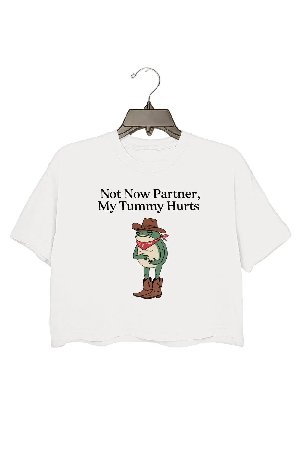 Not Now Partner My Tummy Hurts Crop Top For Women sold by Fancy Tees product image thumbnail 2