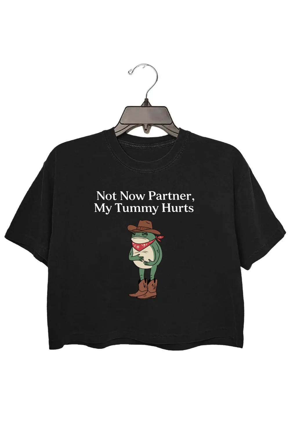 Not Now Partner My Tummy Hurts Crop Top For Women sold by Fancy Tees product image thumbnail 3