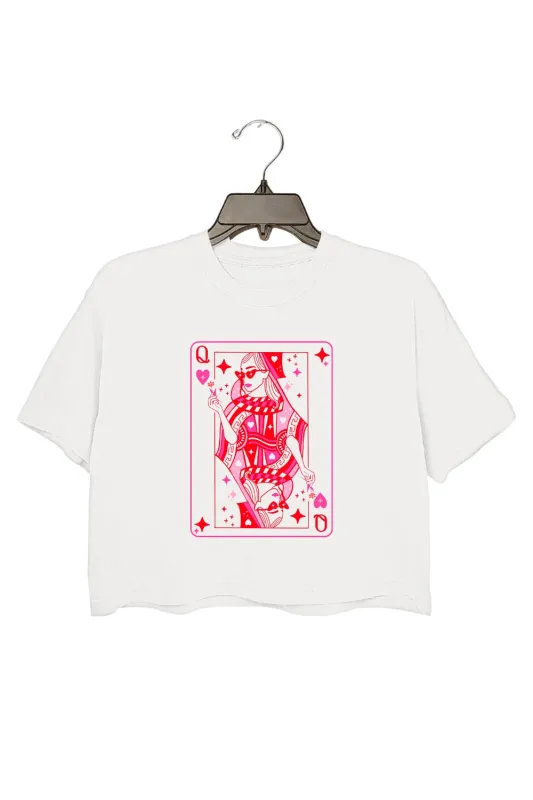 Queen Of Hearts Cute Playing Card Crop Top For Women sold by Fancy Tees