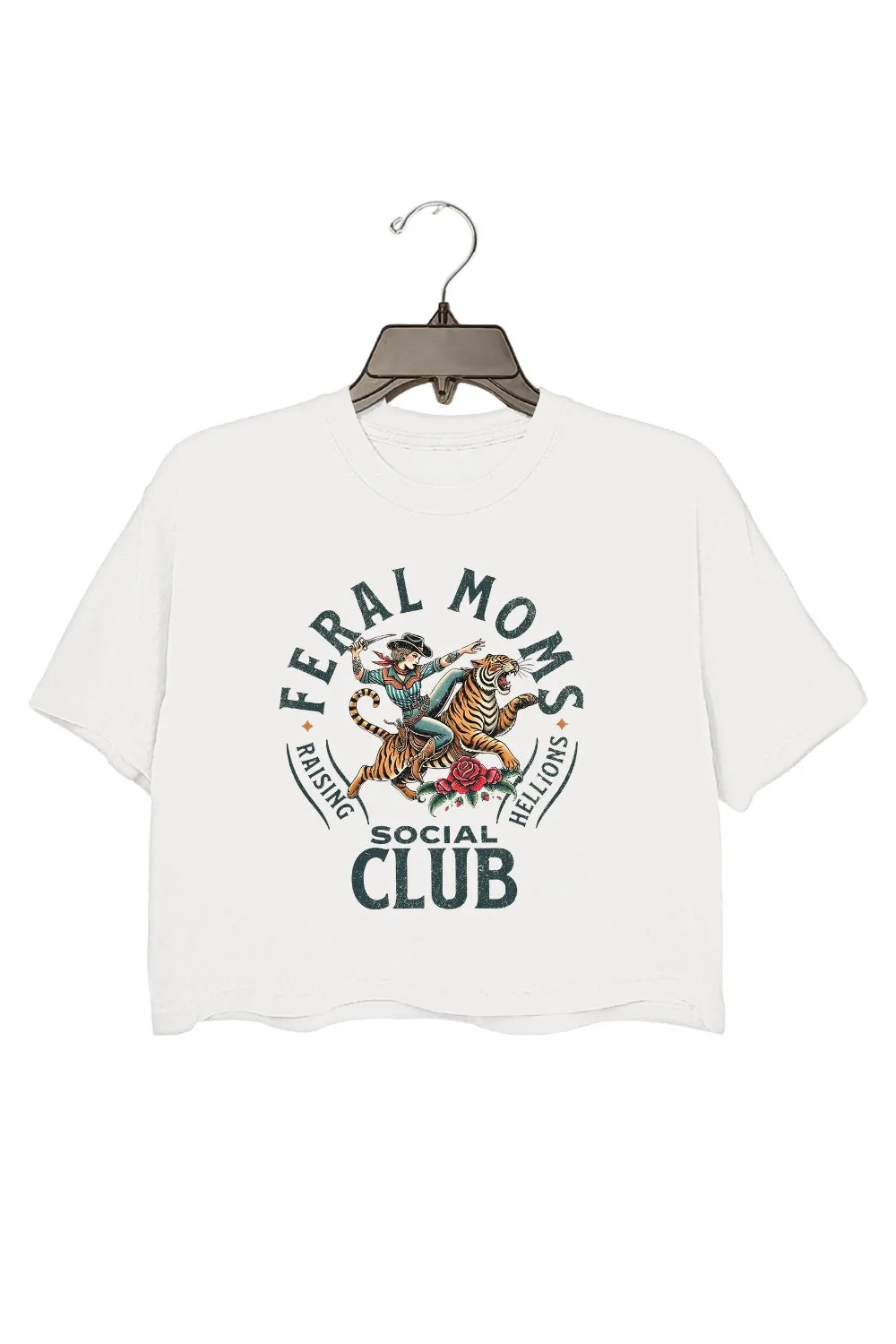 Feral Mom Socials Club Crop Top For Women sold by Fancy Tees product image thumbnail 2