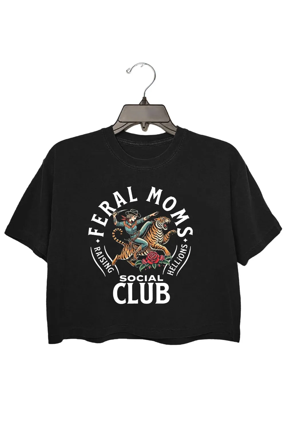 Feral Mom Socials Club Crop Top For Women sold by Fancy Tees product image thumbnail 3