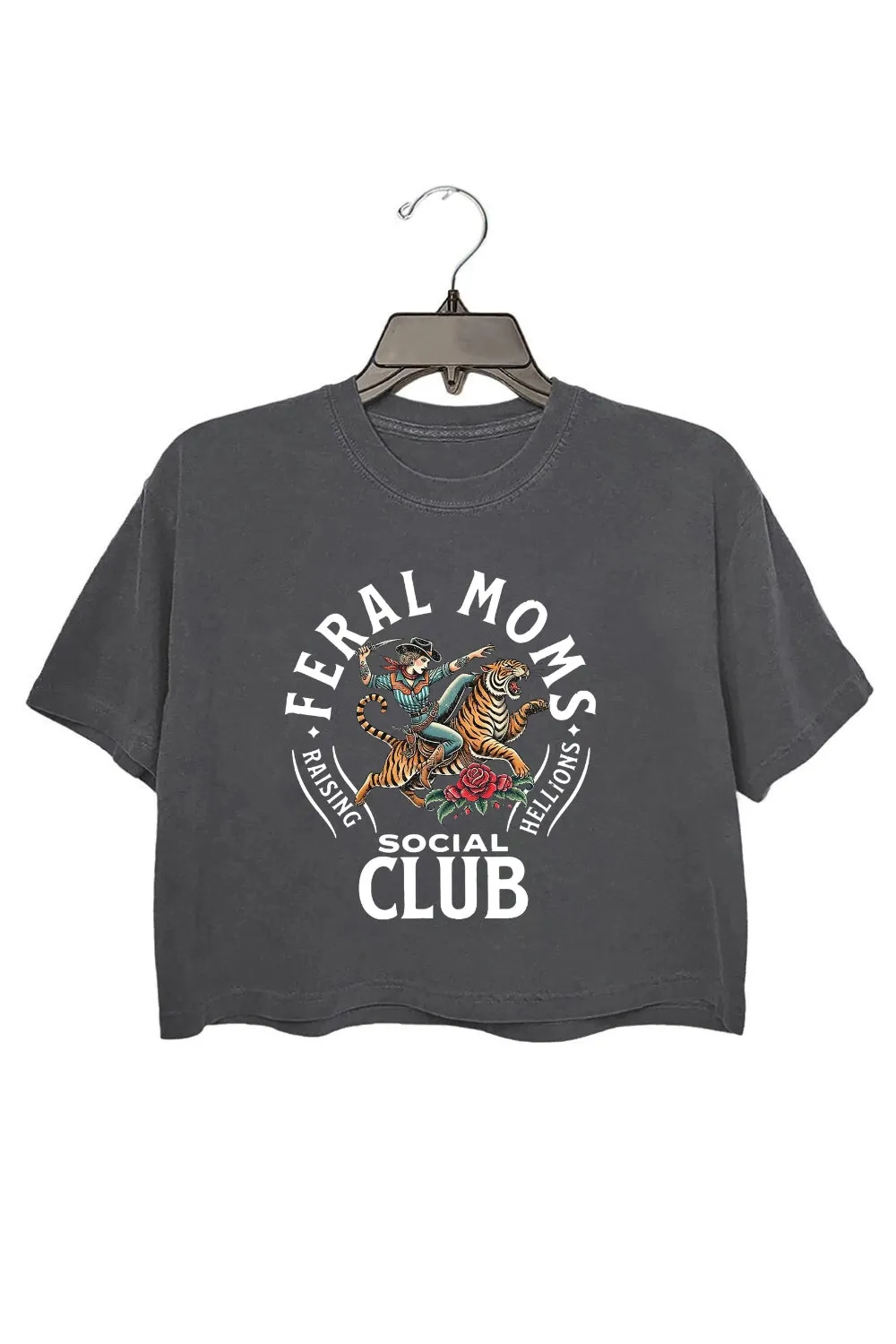 Feral Mom Socials Club Crop Top For Women sold by Fancy Tees