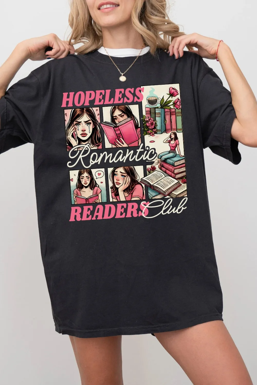Hopeless Romantic Readers Book Club Tee For Women sold by Fancy Tees product image thumbnail 3