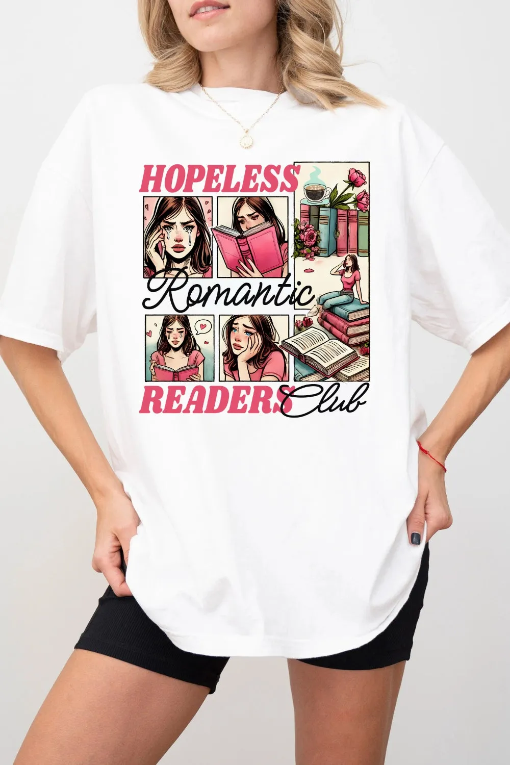 Hopeless Romantic Readers Book Club Tee For Women sold by Fancy Tees product image thumbnail 2