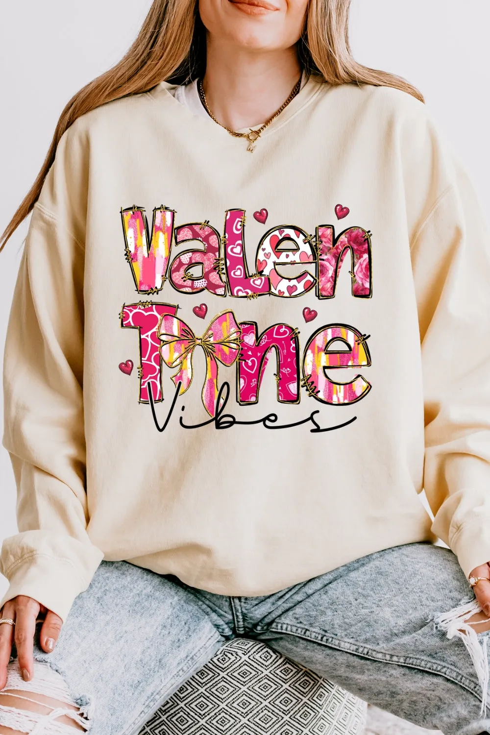 Coquette Valentine Vibes Sweatshirt For Women sold by Fancy Tees product image thumbnail 2
