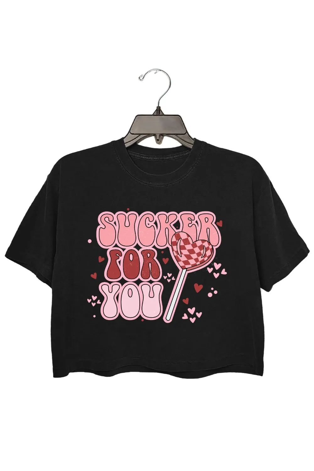 Sucker For You Valentine Crop Top For Women sold by Fancy Tees product image thumbnail 3