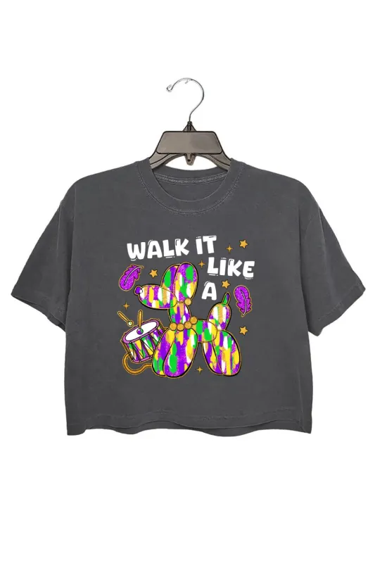 Walk it Like a Dog Mardi Gras Crop Top For Women sold by Fancy Tees
