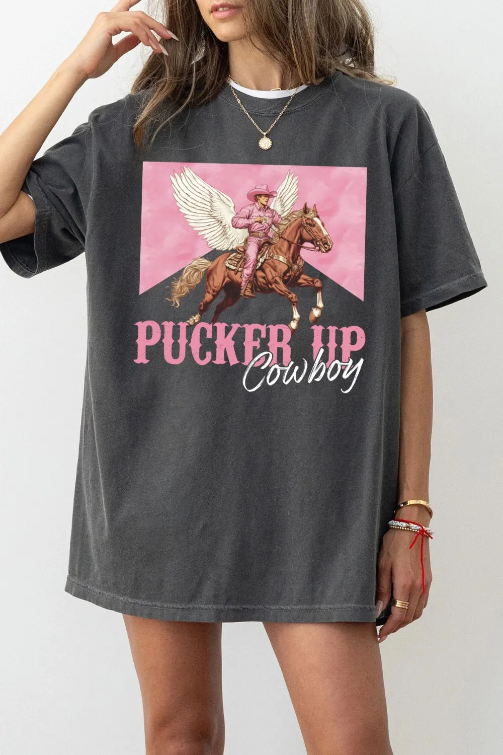 Pucker Up Cowboy Western Valentines Tee For Women sold by Fancy Tees