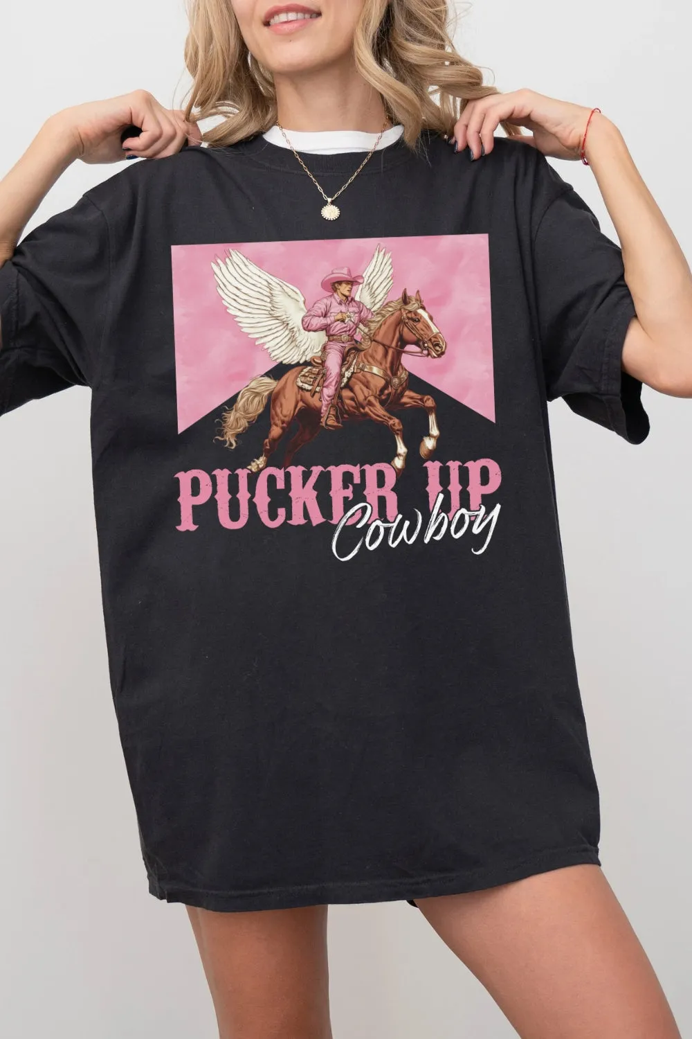Pucker Up Cowboy Western Valentines Tee For Women sold by Fancy Tees product image thumbnail 3