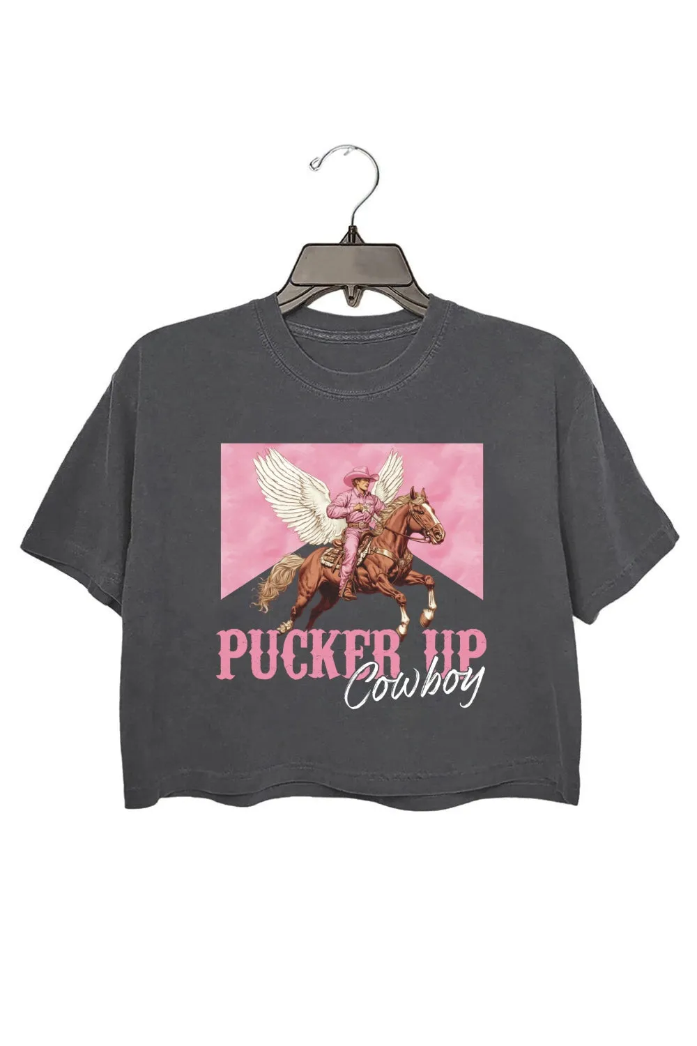 Pucker Up Cowboy Western Valentines Crop Top For Women sold by Fancy Tees