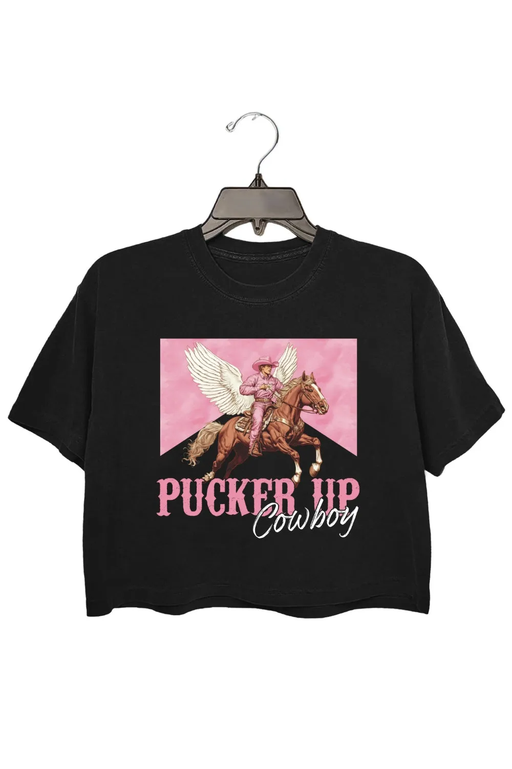 Pucker Up Cowboy Western Valentines Crop Top For Women sold by Fancy Tees product image thumbnail 3