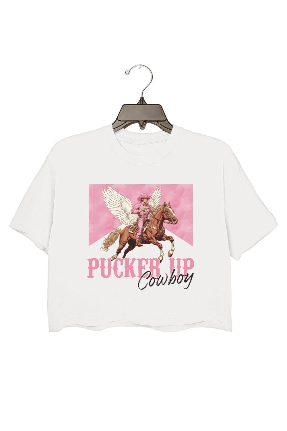 Pucker Up Cowboy Western Valentines Crop Top For Women sold by Fancy Tees product image thumbnail 2