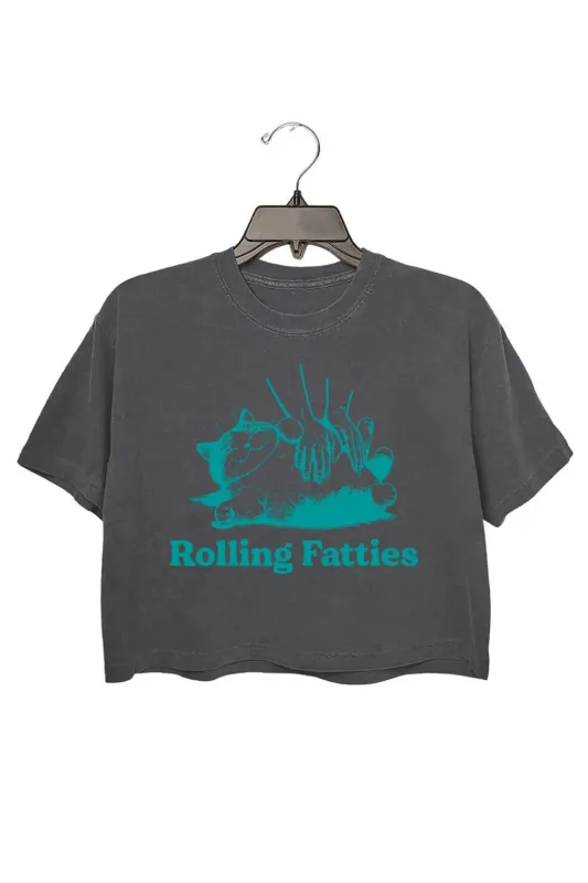 Rolling Fatties Cat Crop Top For Women sold by Fancy Tees