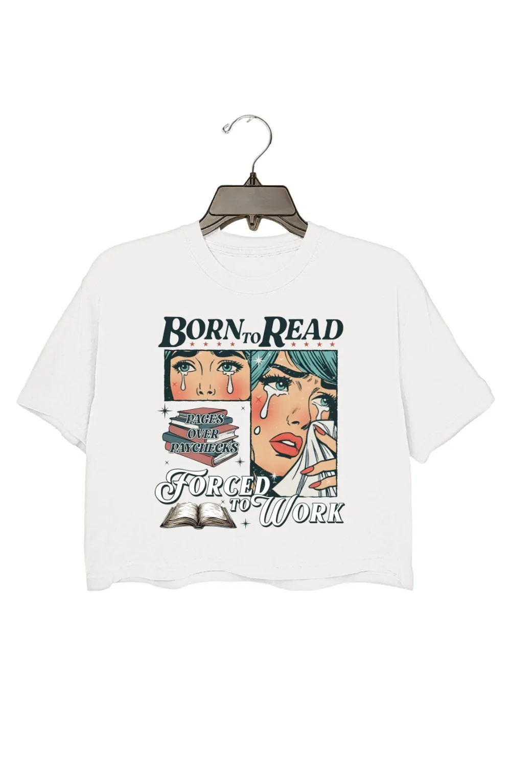 Born To Read Bookish Crop Top For Women sold by Fancy Tees product image thumbnail 2