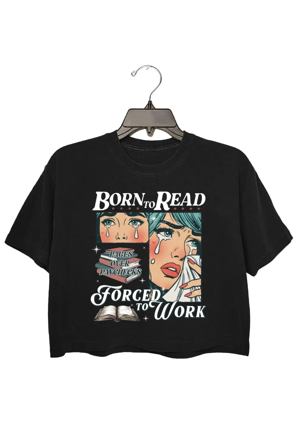 Born To Read Bookish Crop Top For Women sold by Fancy Tees product image thumbnail 3