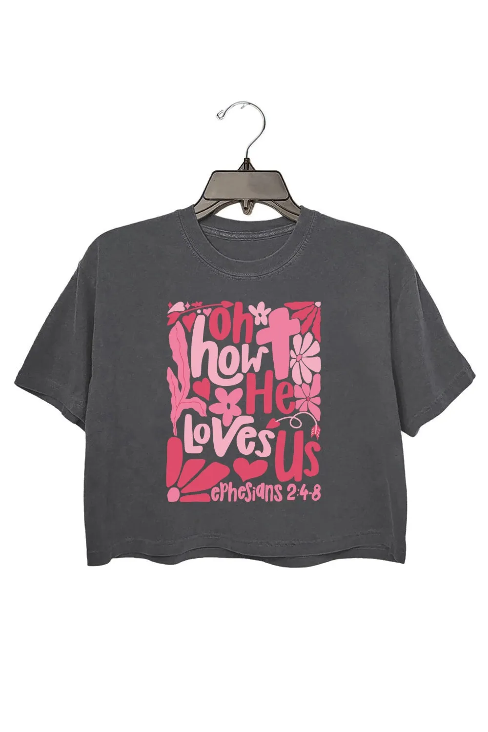 Oh How He Loves Us Valentine Crop Top For Women sold by Fancy Tees